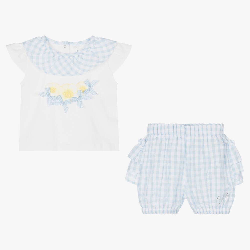 A Dee-Baby Girls Gingham Shorts Set  | Childrensalon Outlet