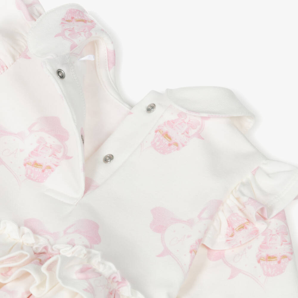 A Dee-Baby Girls Ivory & Pink Cupcake Print Shortie | Childrensalon Outlet