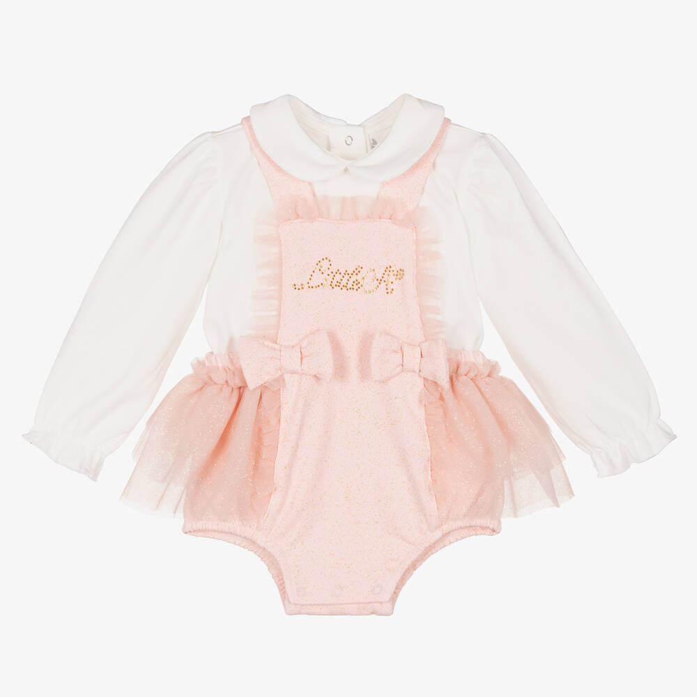 A Dee - Baby Girls Pink Cotton Shortie Set | Childrensalon