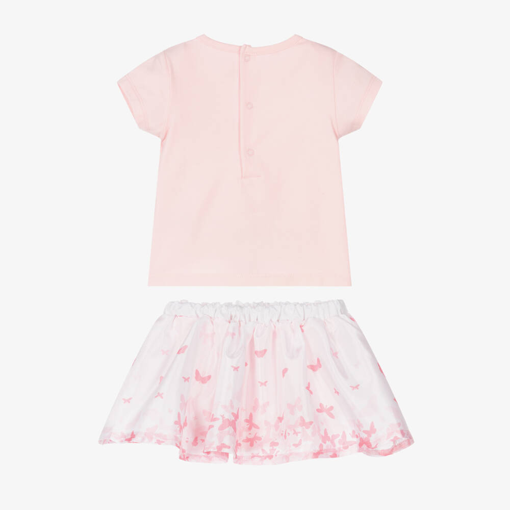 A Dee-Baby Girls Pink Cotton Skirt Set | Childrensalon Outlet