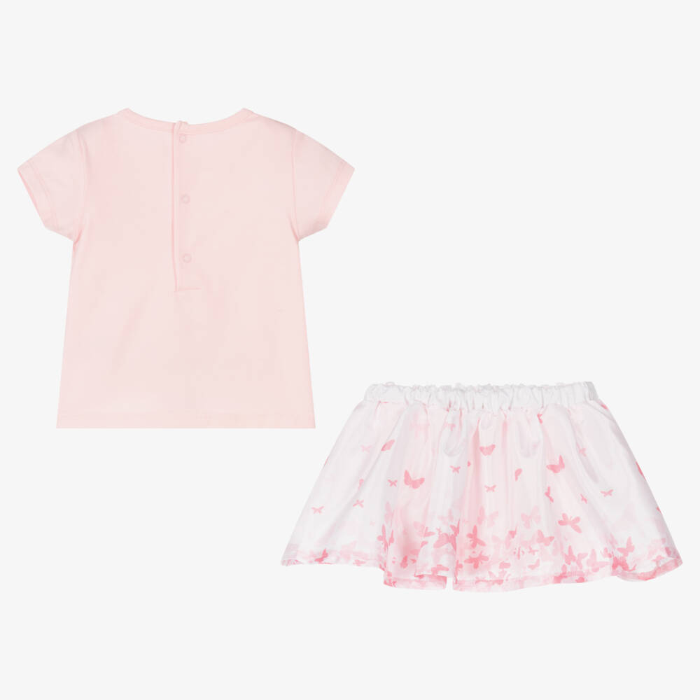 A Dee-Baby Girls Pink Cotton Skirt Set | Childrensalon Outlet