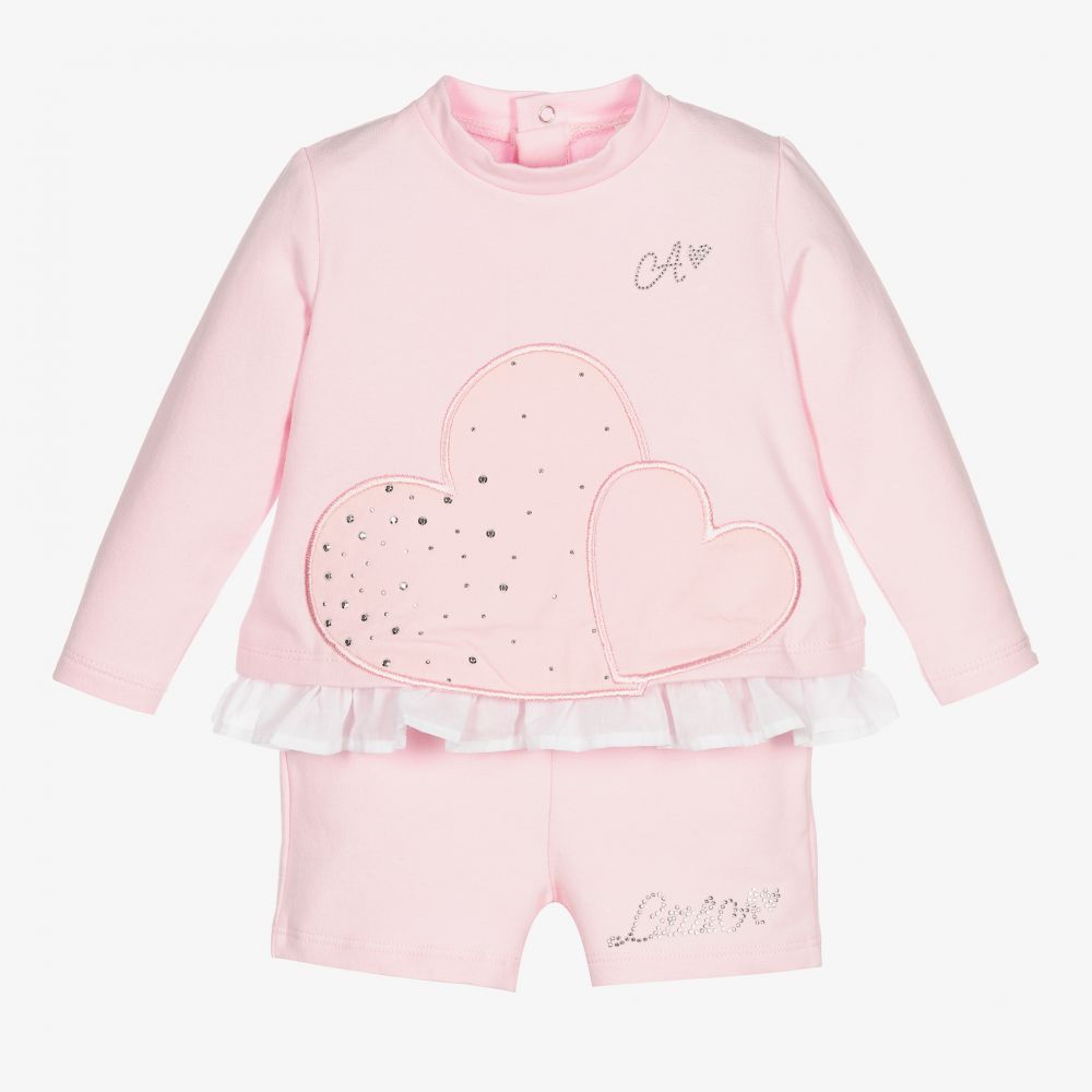 A Dee - Baby Girls Pink Shorts Set | Childrensalon