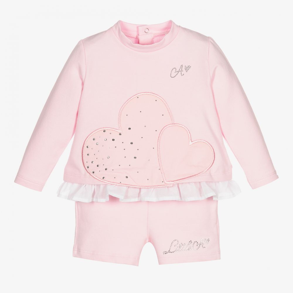 A Dee-Baby Girls Pink Shorts Set | Childrensalon Outlet