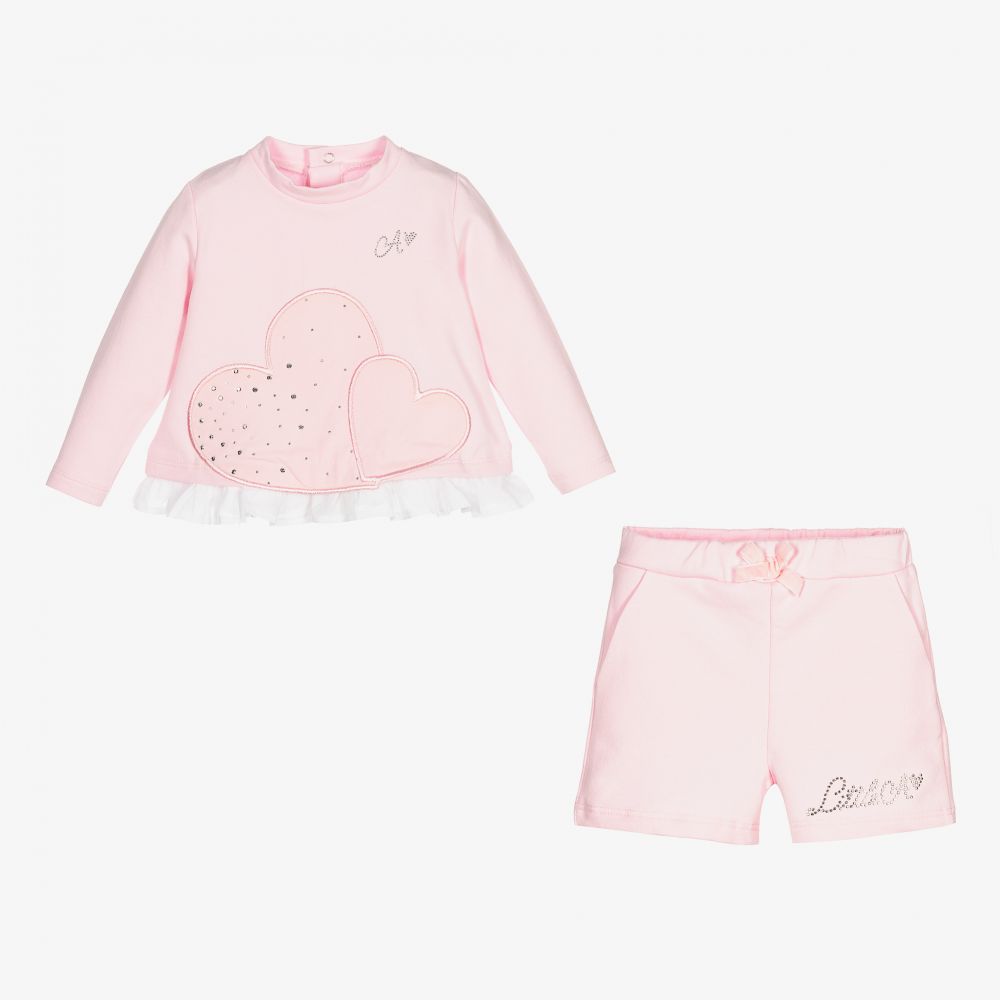 A Dee-Baby Girls Pink Shorts Set | Childrensalon Outlet