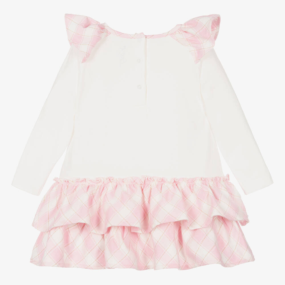 A Dee-Бело-розовое платье из хлопка | Childrensalon Outlet