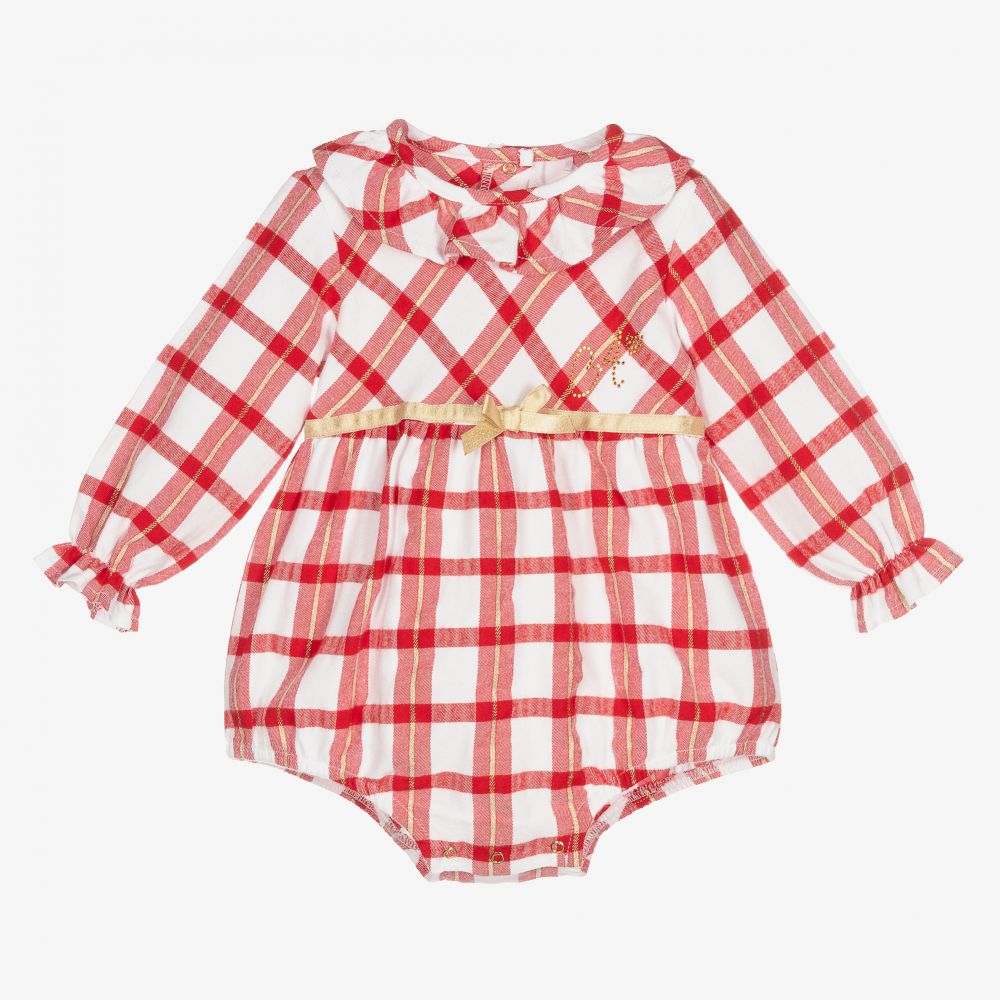 A Dee - Baby Girls Red Check Shortie | Childrensalon