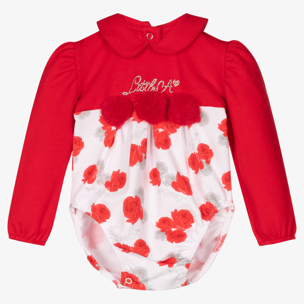 A Dee - Baby Girls Red Rose Bodysuit | Childrensalon