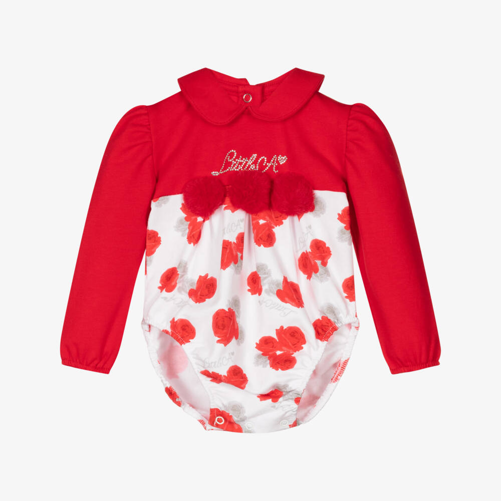 A Dee-Красное боди с розами для малышек | Childrensalon Outlet