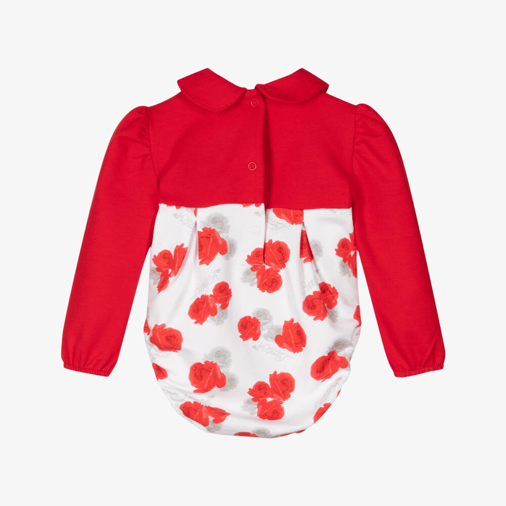A Dee-Baby Girls Red Rose Bodysuit | Childrensalon Outlet