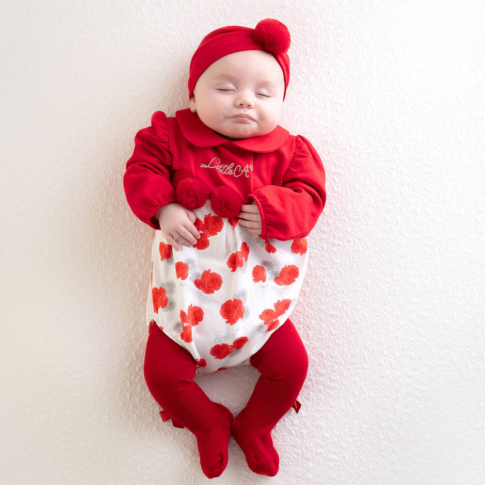 A Dee-Красное боди с розами для малышек | Childrensalon Outlet