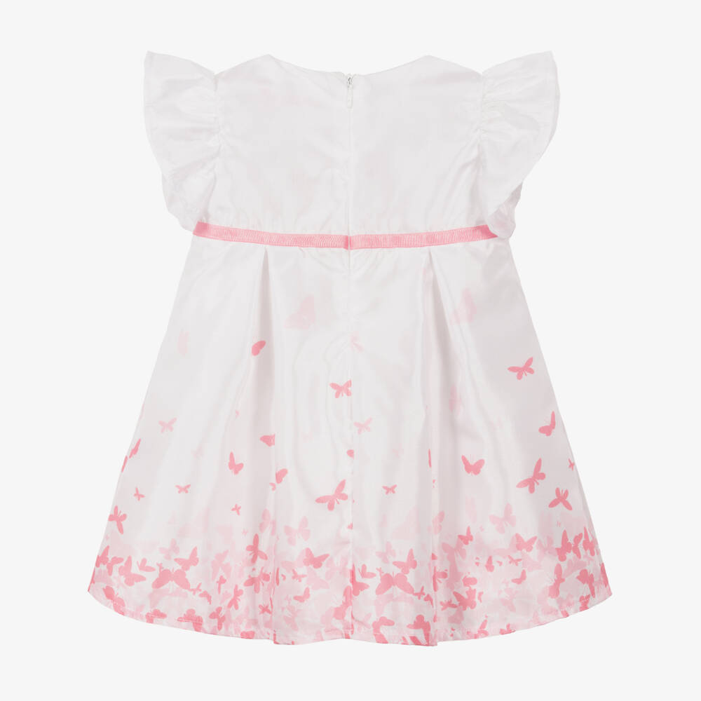 A Dee-Baby Girls White Cotton Butterfly Dress | Childrensalon Outlet