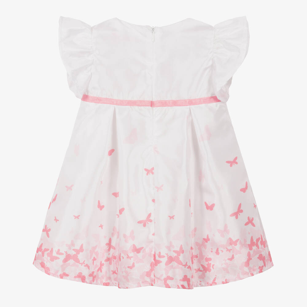 A Dee-Baby Girls White Cotton Butterfly Dress | Childrensalon Outlet