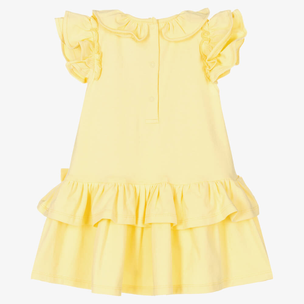 A Dee-Baby Girls Yellow Cotton Ruffle Dress | Childrensalon Outlet