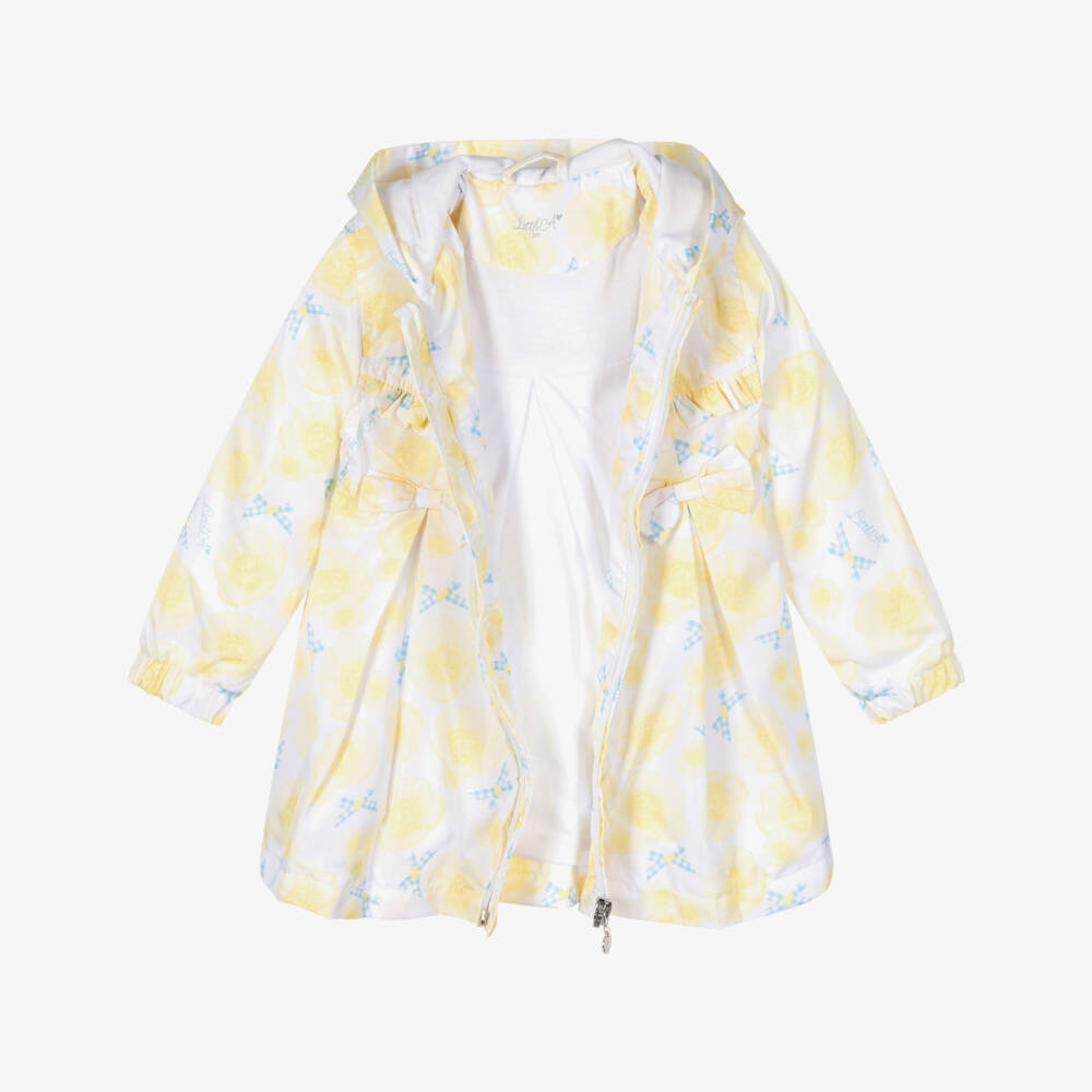 A Dee-Baby Girls Yellow Floral Coat | Childrensalon Outlet