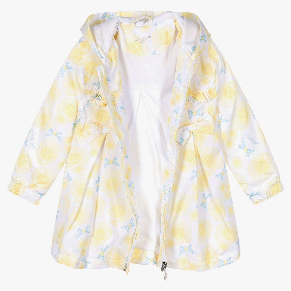 A Dee-Baby Girls Yellow Floral Coat | Childrensalon Outlet