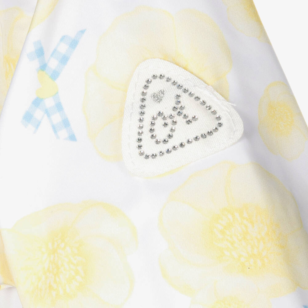 A Dee-Baby Girls Yellow Floral Coat | Childrensalon Outlet
