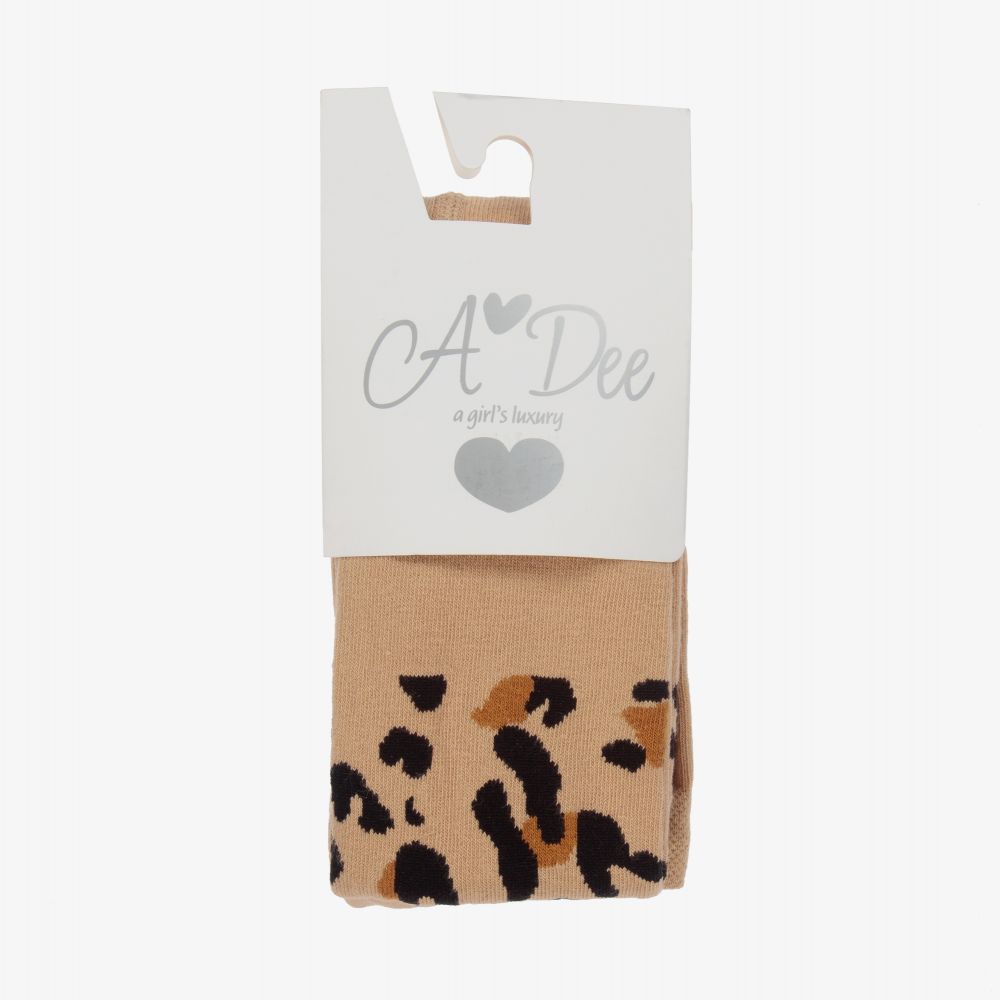 A Dee-Beige Leopard Print Tights | Childrensalon Outlet