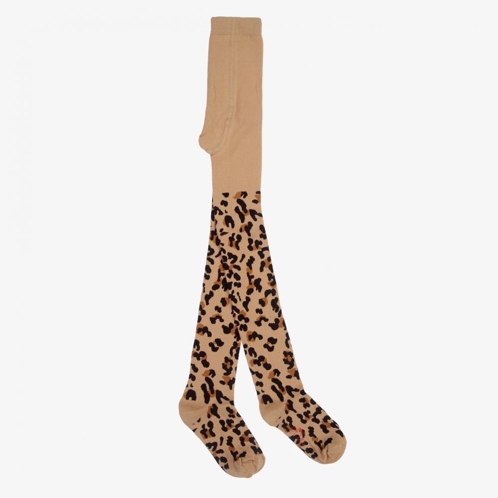 A Dee - Beige Leopard Print Tights | Childrensalon