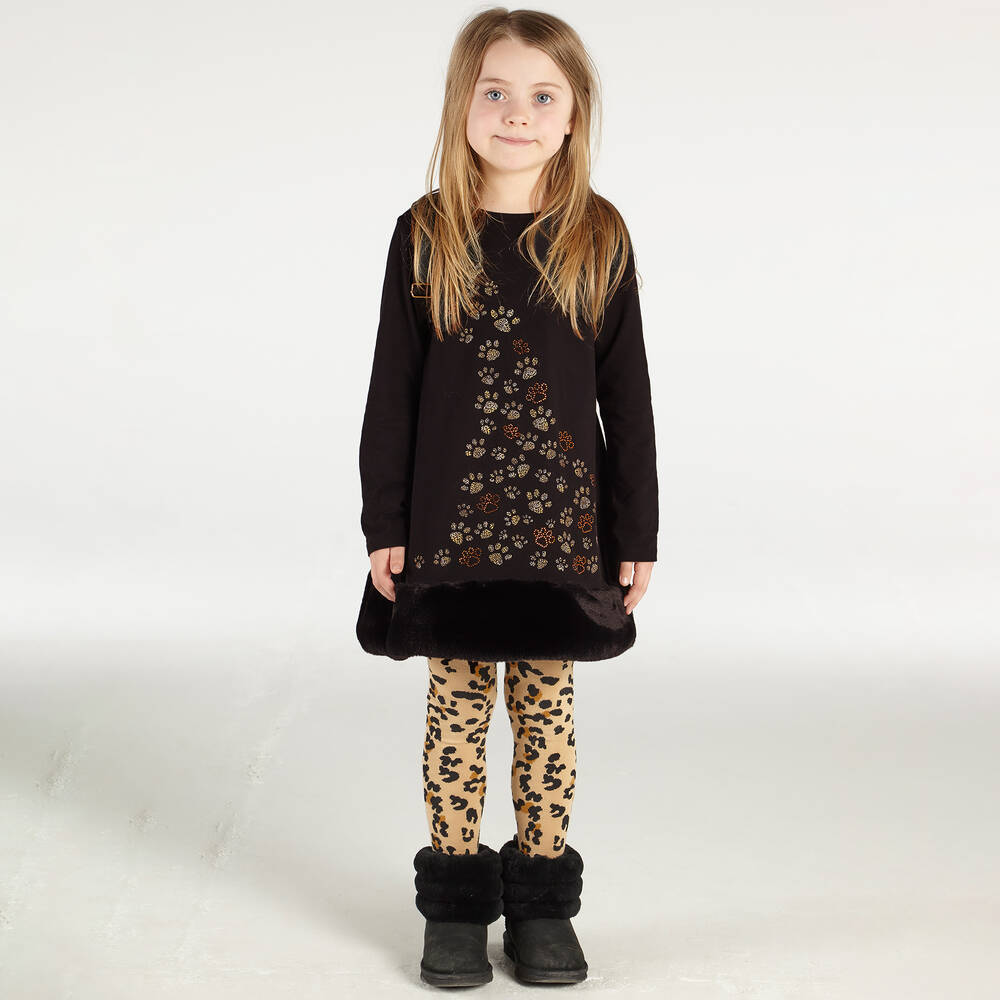 A Dee-Черное хлопковое платье со следами | Childrensalon Outlet