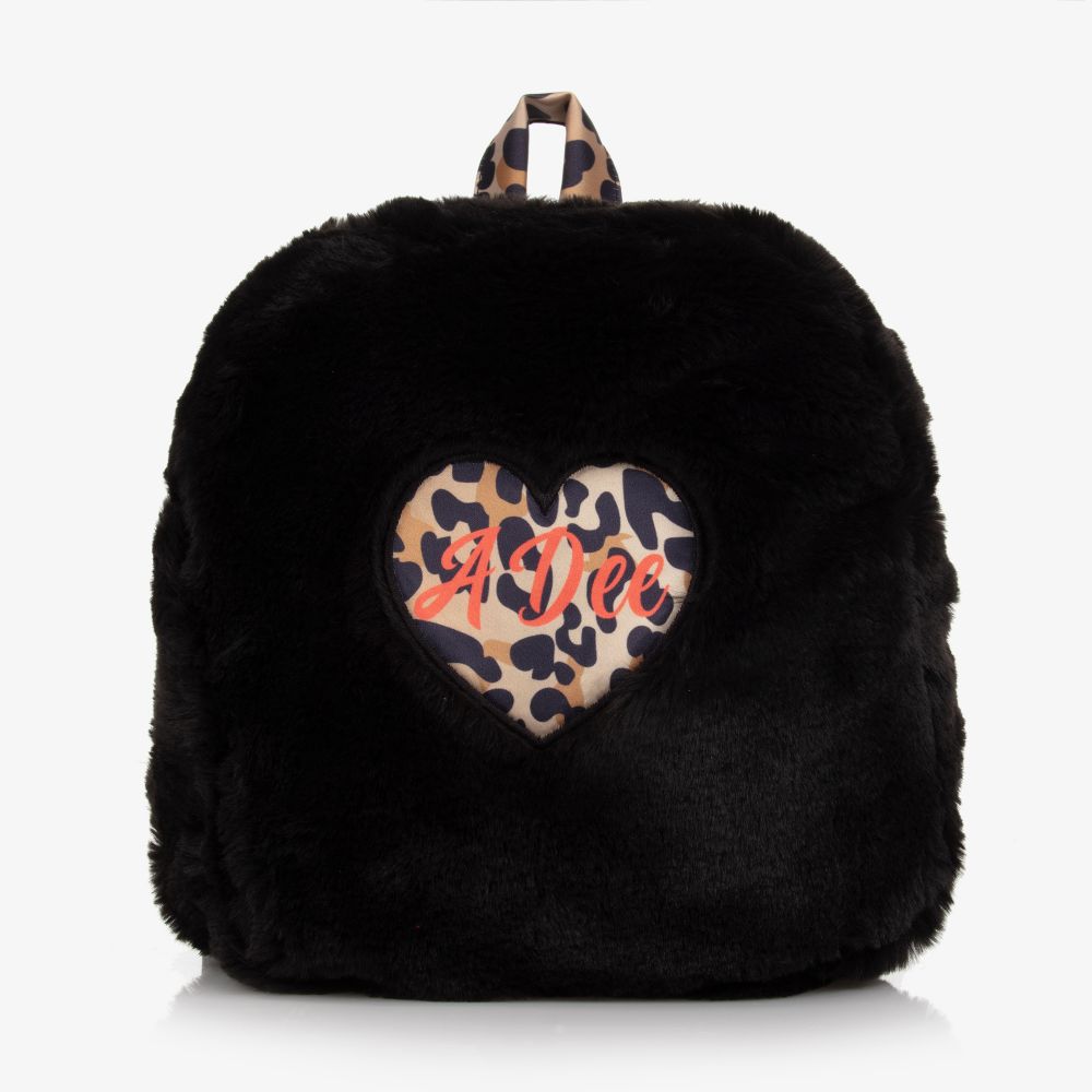A Dee - Black Faux Fur Backpack (25cm) | Childrensalon