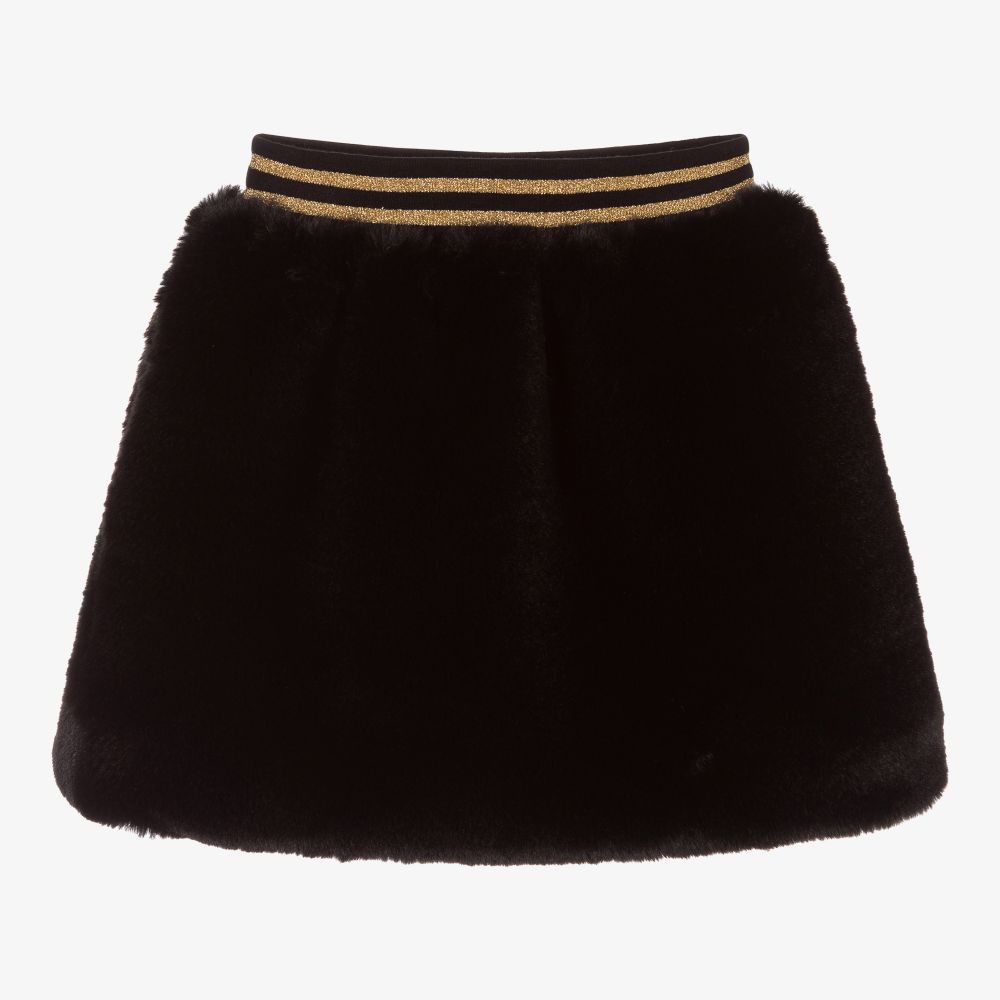 A Dee - Black Faux Fur Mini Skirt | Childrensalon