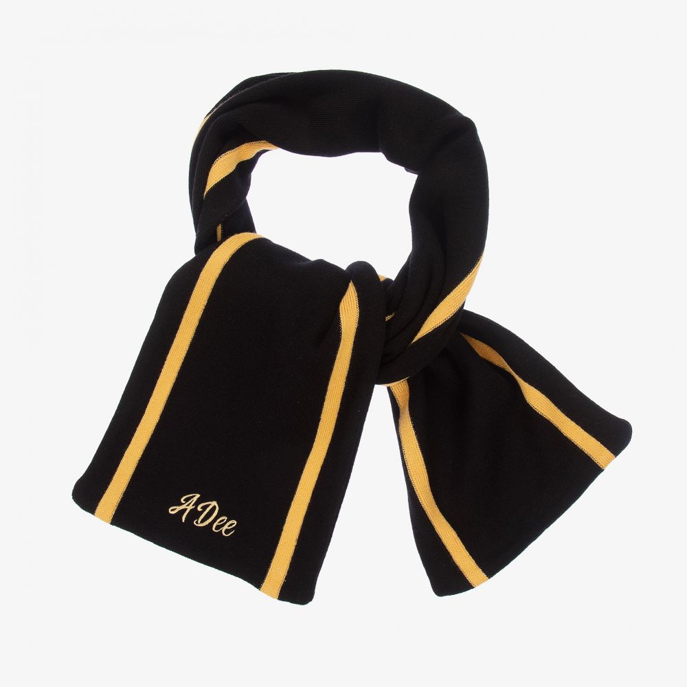 A Dee - Black Knitted Scarf (119cm) | Childrensalon