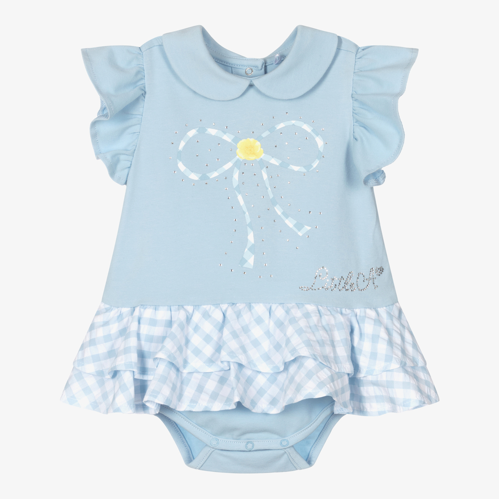 A Dee - Blue Cotton Baby Dress | Childrensalon