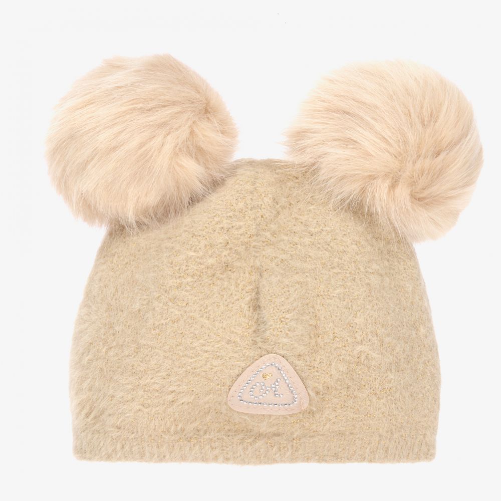 A Dee - Girls Beige Knitted Hat | Childrensalon