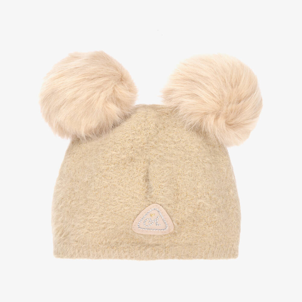 A Dee-Girls Beige Knitted Hat | Childrensalon Outlet