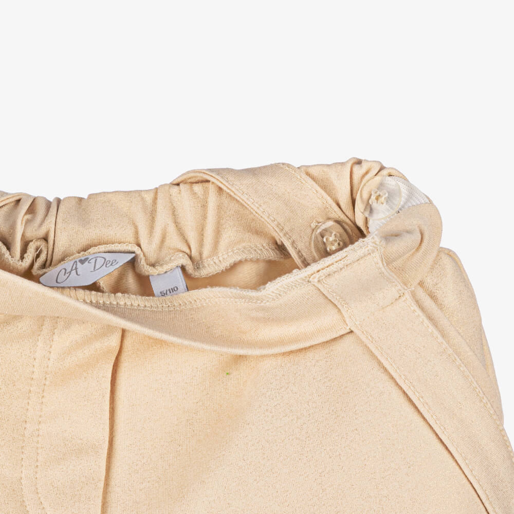 A Dee-Girls Beige Shimmer Shorts Ensemble | Childrensalon Outlet