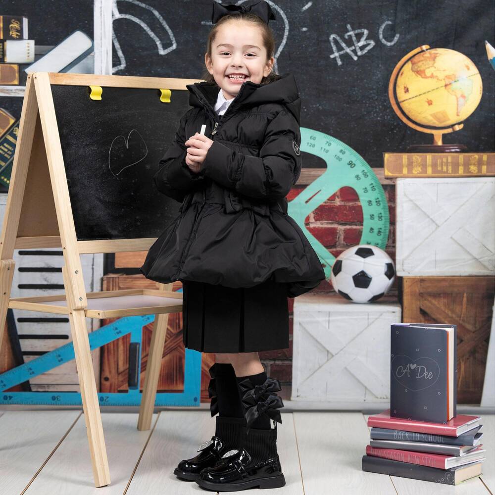 A Dee-Girls Black Bow Knee-High Socks | Childrensalon Outlet