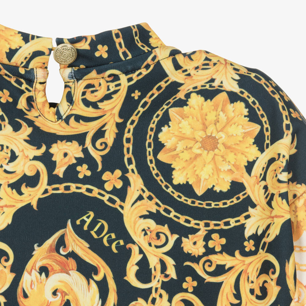 A Dee-Girls Black & Gold Filigree Dress | Childrensalon Outlet