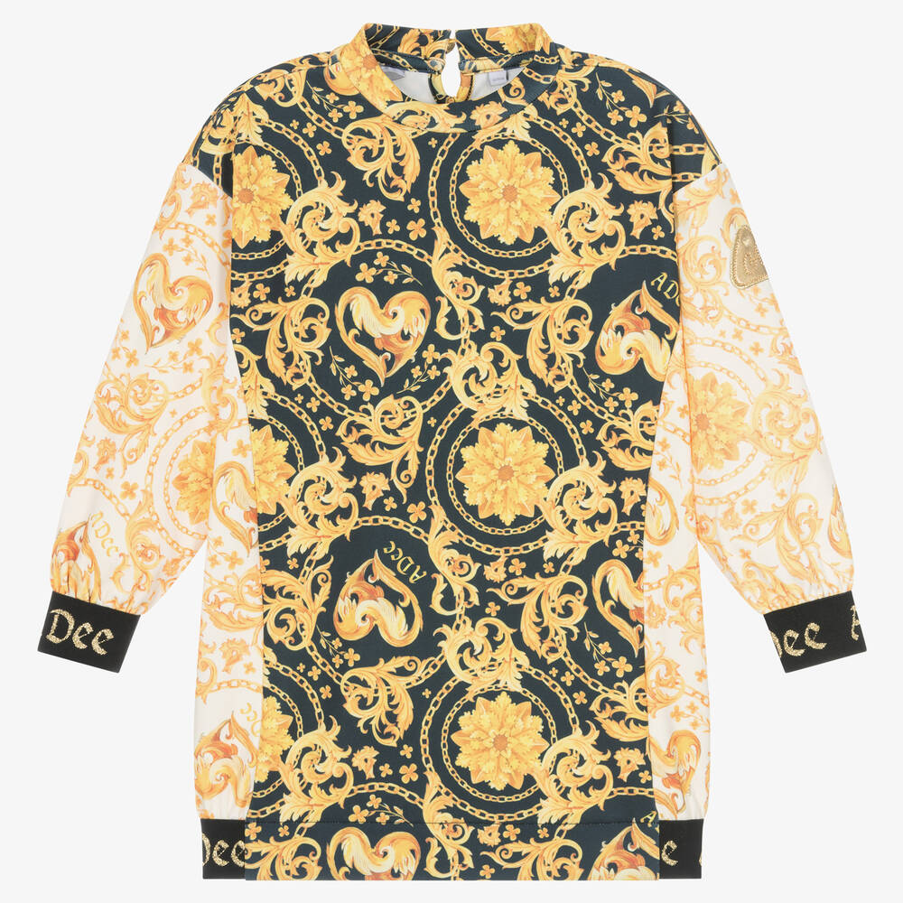 A Dee-Girls Black & Gold Filigree Dress | Childrensalon Outlet