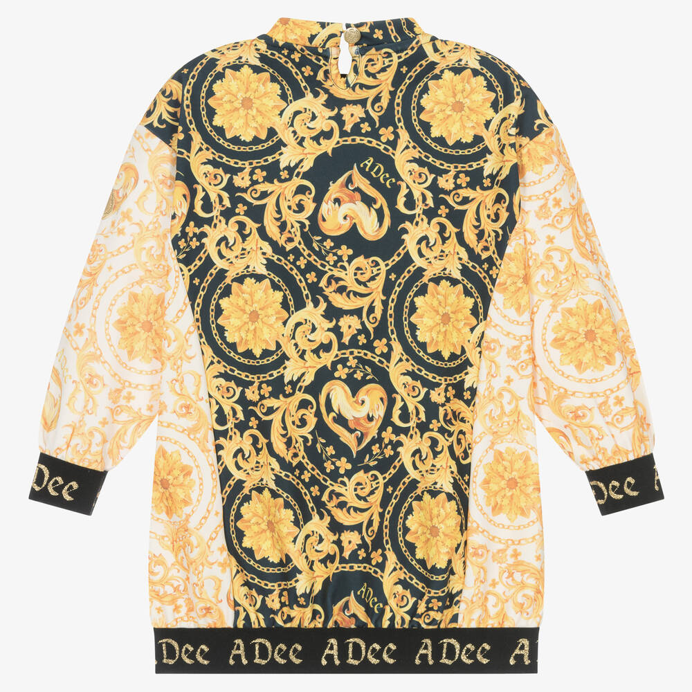 A Dee-Girls Black & Gold Filigree Dress | Childrensalon Outlet