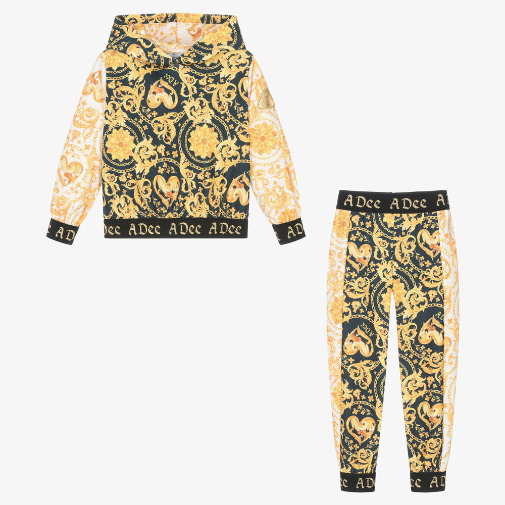 A Dee-Girls Black & Gold Filigree Tracksuit | Childrensalon Outlet