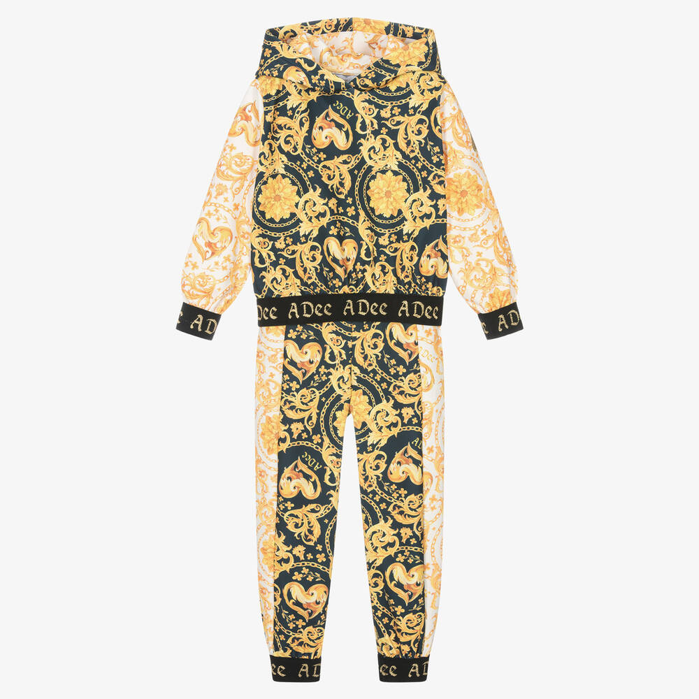 A Dee - Print-Trainingsanzug Schwarz & Gold | Childrensalon