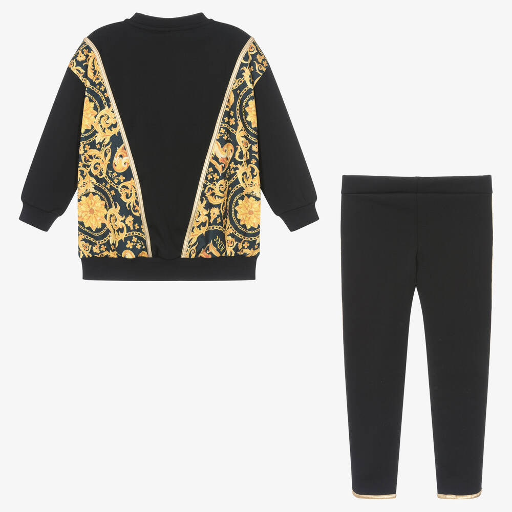 A Dee Girls Black Gold Leggings Set