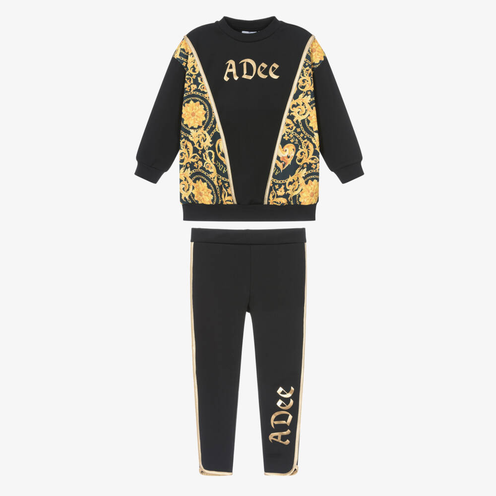 A Dee-Girls Black & Gold Leggings Set | Childrensalon Outlet