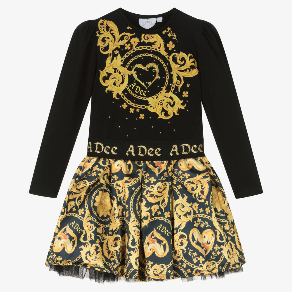 A Dee - Girls Black & Gold Skirt Set | Childrensalon