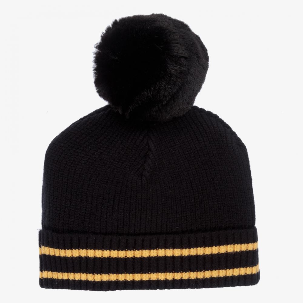 A Dee-Girls Black Knitted Hat | Childrensalon Outlet