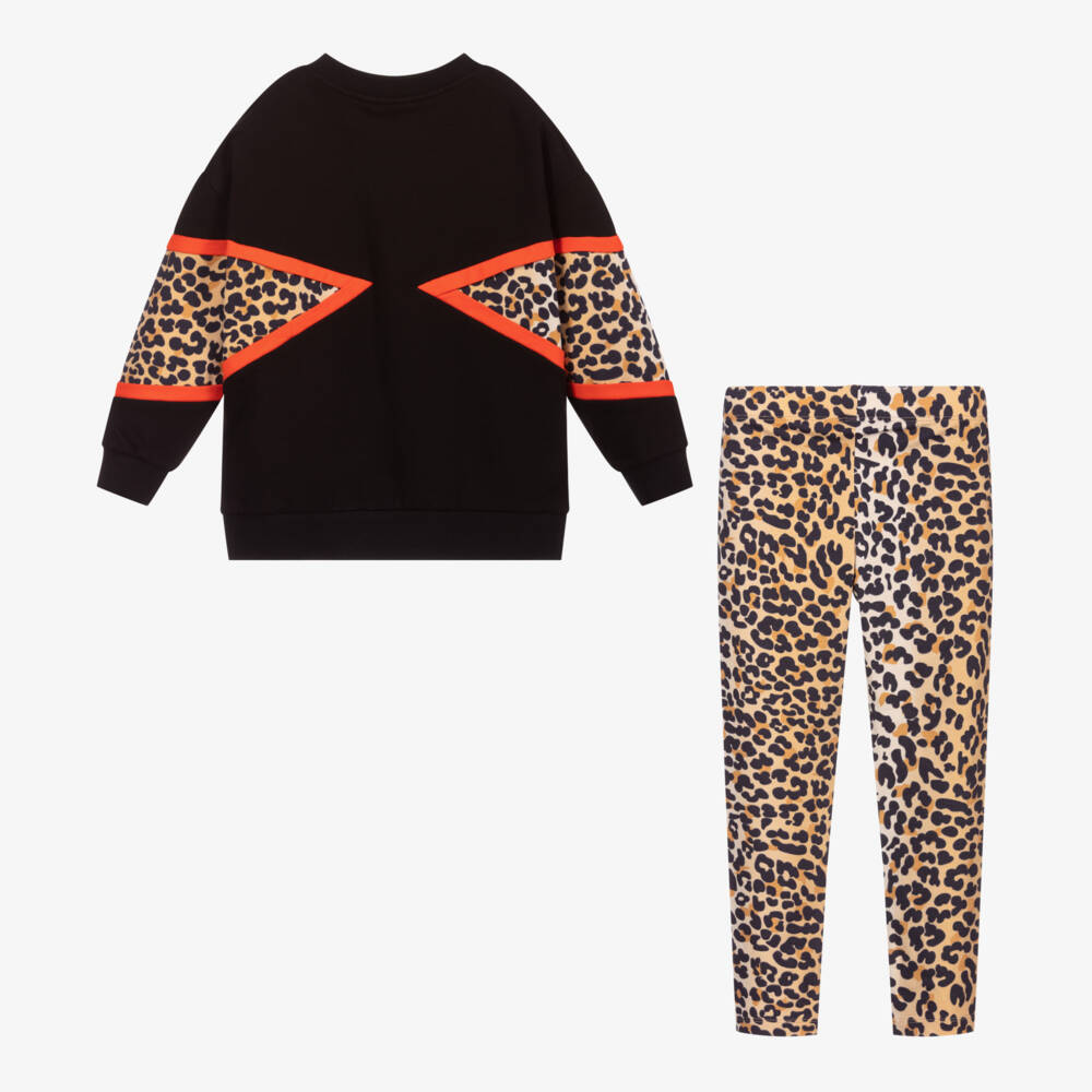 A Dee-Girls Black Leopard Print Leggings Set | Childrensalon Outlet