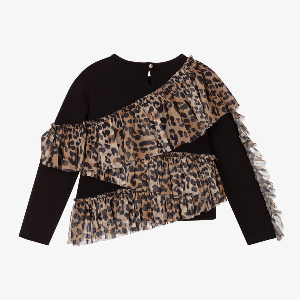 A Dee-توب قطن بحواف تول لون أسود | Childrensalon Outlet