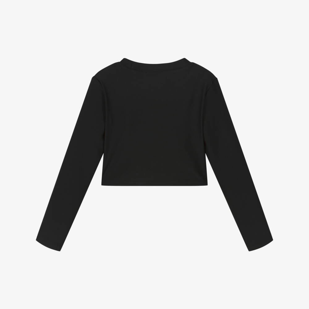 A Dee-Girls Black Ruched Crop Top | Childrensalon Outlet