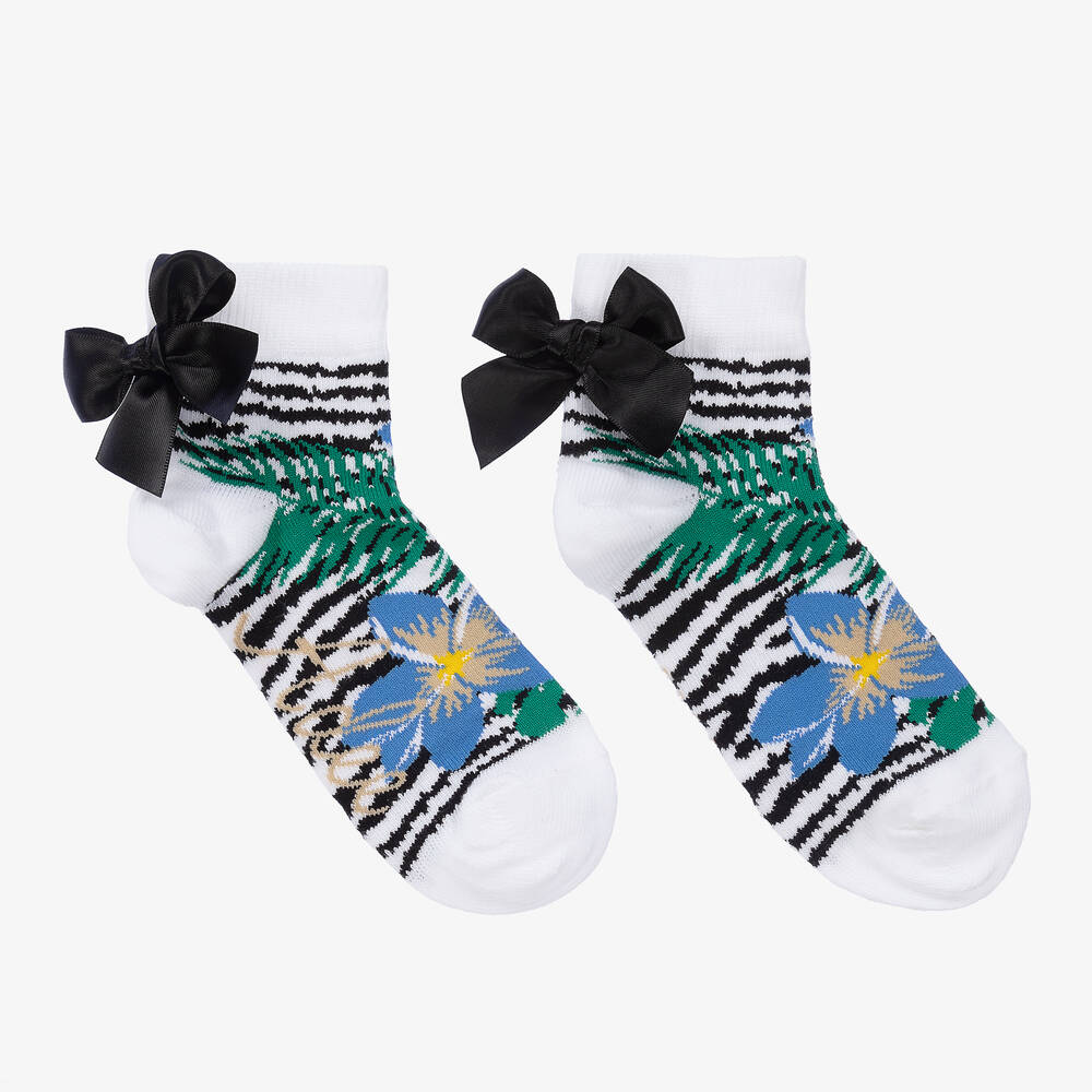 A Dee - Girls Black & White Ankle Socks | Childrensalon