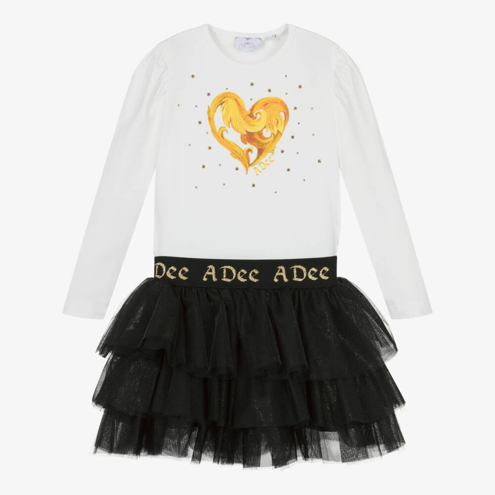 A Dee-Белый топ и черная юбка для девочек | Childrensalon Outlet