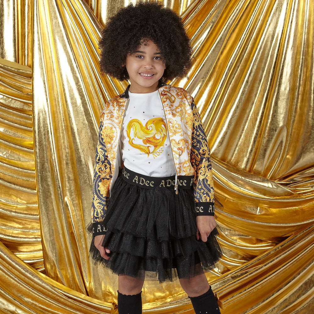 A Dee Girls Black White Skirt Set
