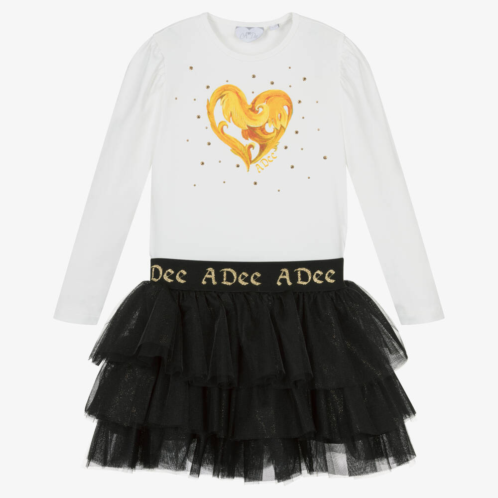 A Dee - Girls Black & White Skirt Set | Childrensalon