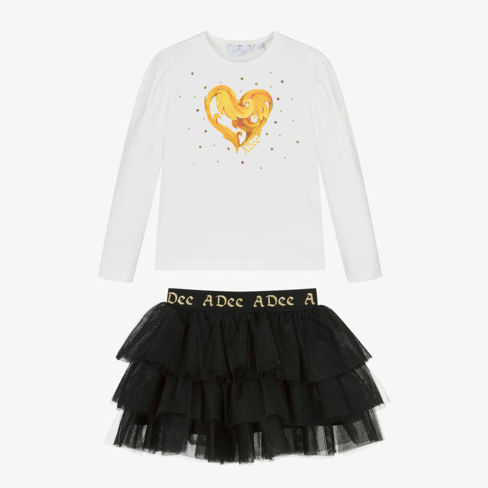 A Dee-Белый топ и черная юбка для девочек | Childrensalon Outlet