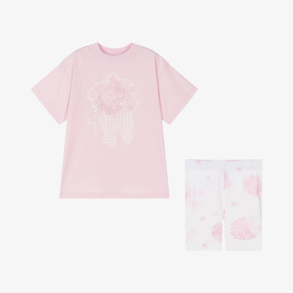 A Dee-Girls Blossom Pink Bouquet Shorts Ensemble | Childrensalon Outlet