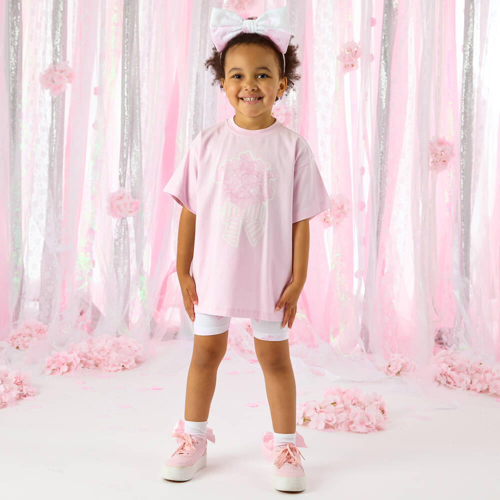 A Dee-Girls Blossom Pink Bouquet Shorts Ensemble | Childrensalon Outlet